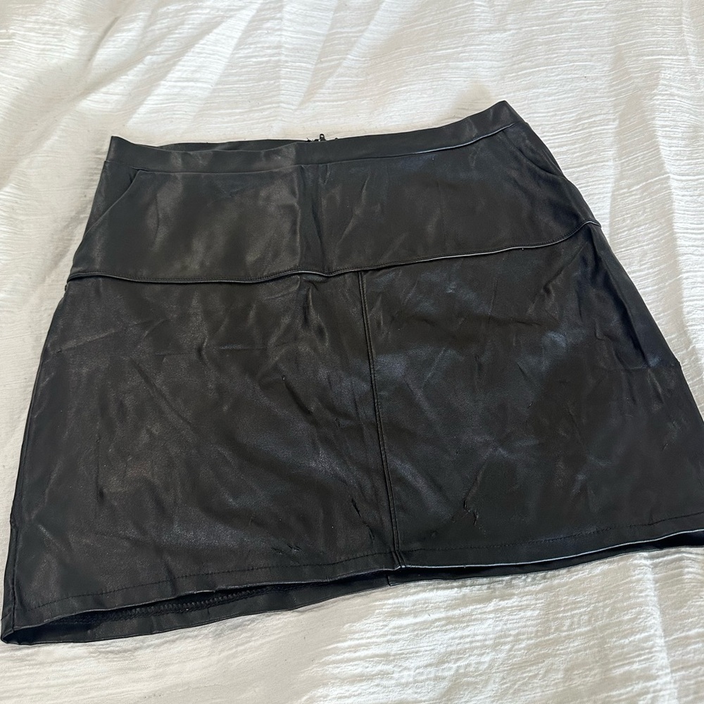 Black leather skirt